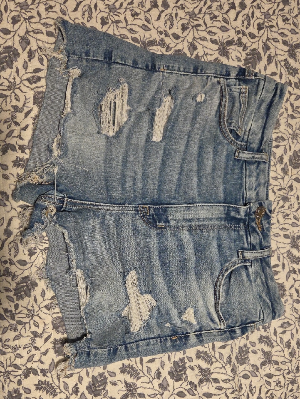 High Wasted American Eagle Outfitters Light Blue Distressed Denim Shorts